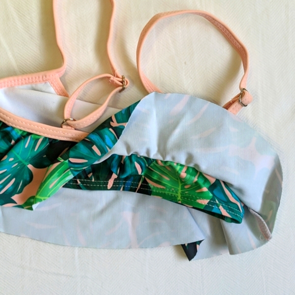 tropical palm print bikini 2 piece swimsuit 2T toddler girls - Picture 3 of 8